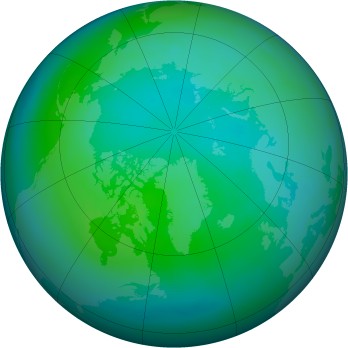 Arctic ozone map for 1990-10